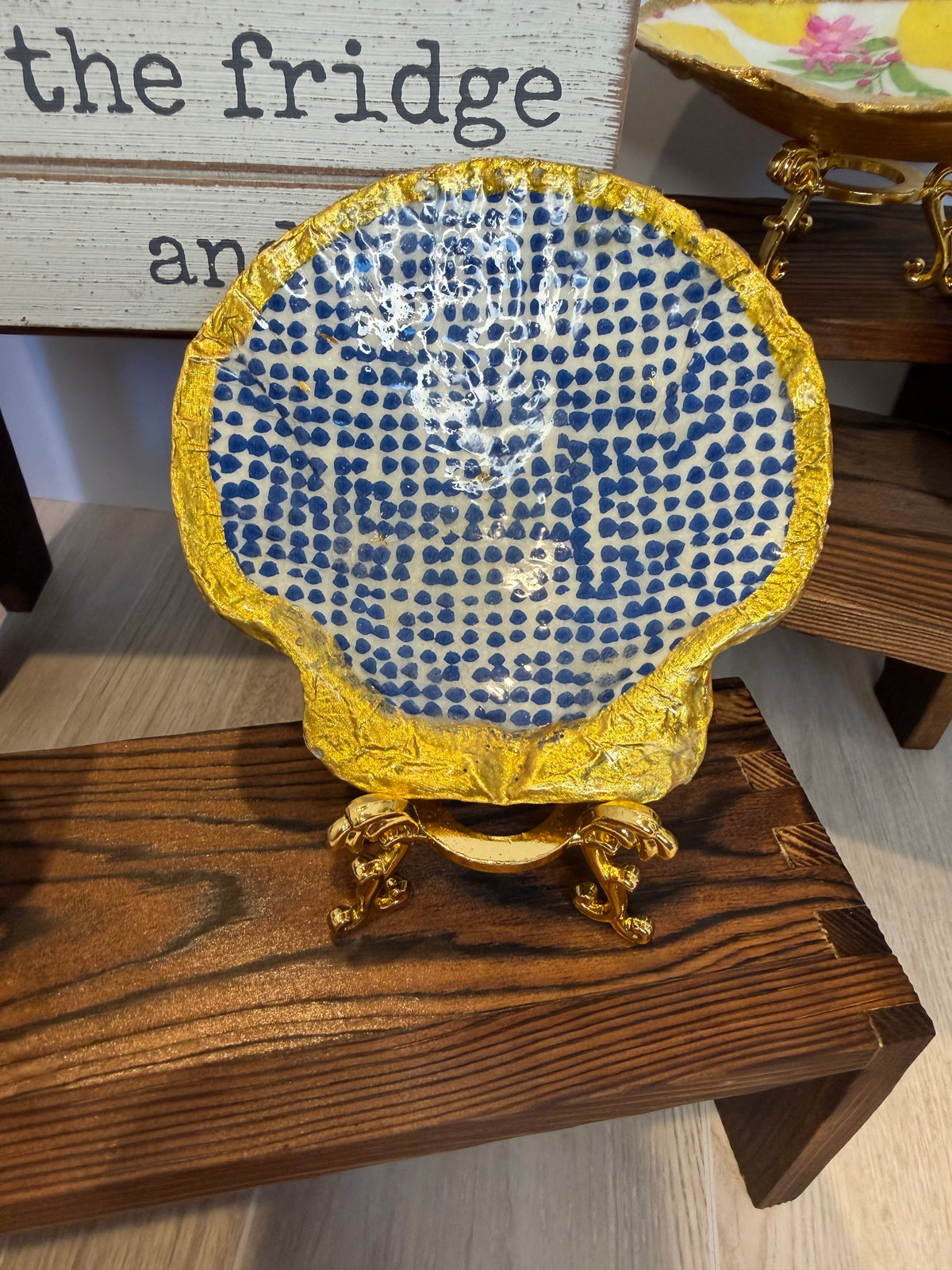 Gilded Shell Trinket Dish + Display Stand