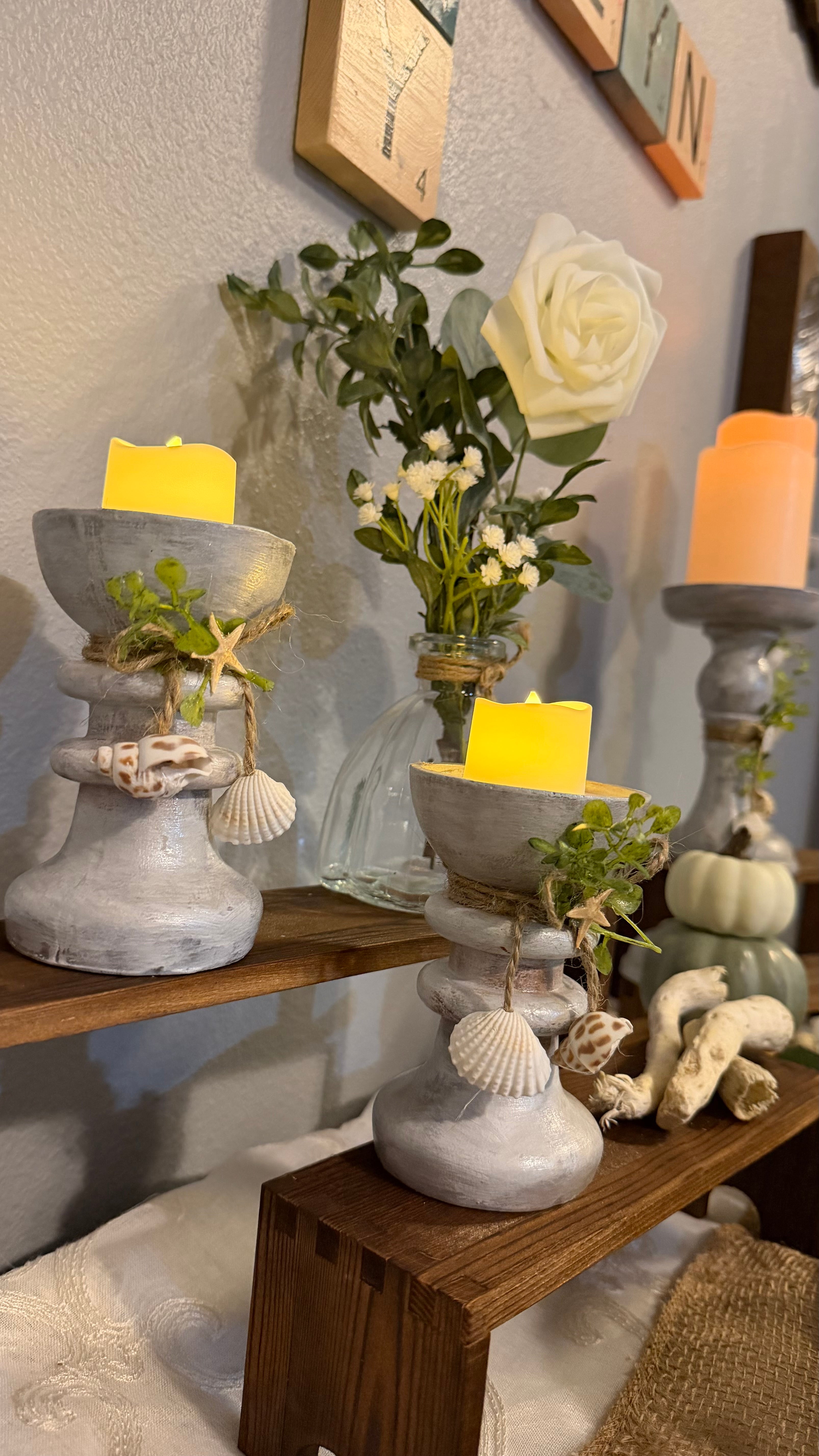Handcrafted Coastal Starfish Candle Holders – Set of 2
