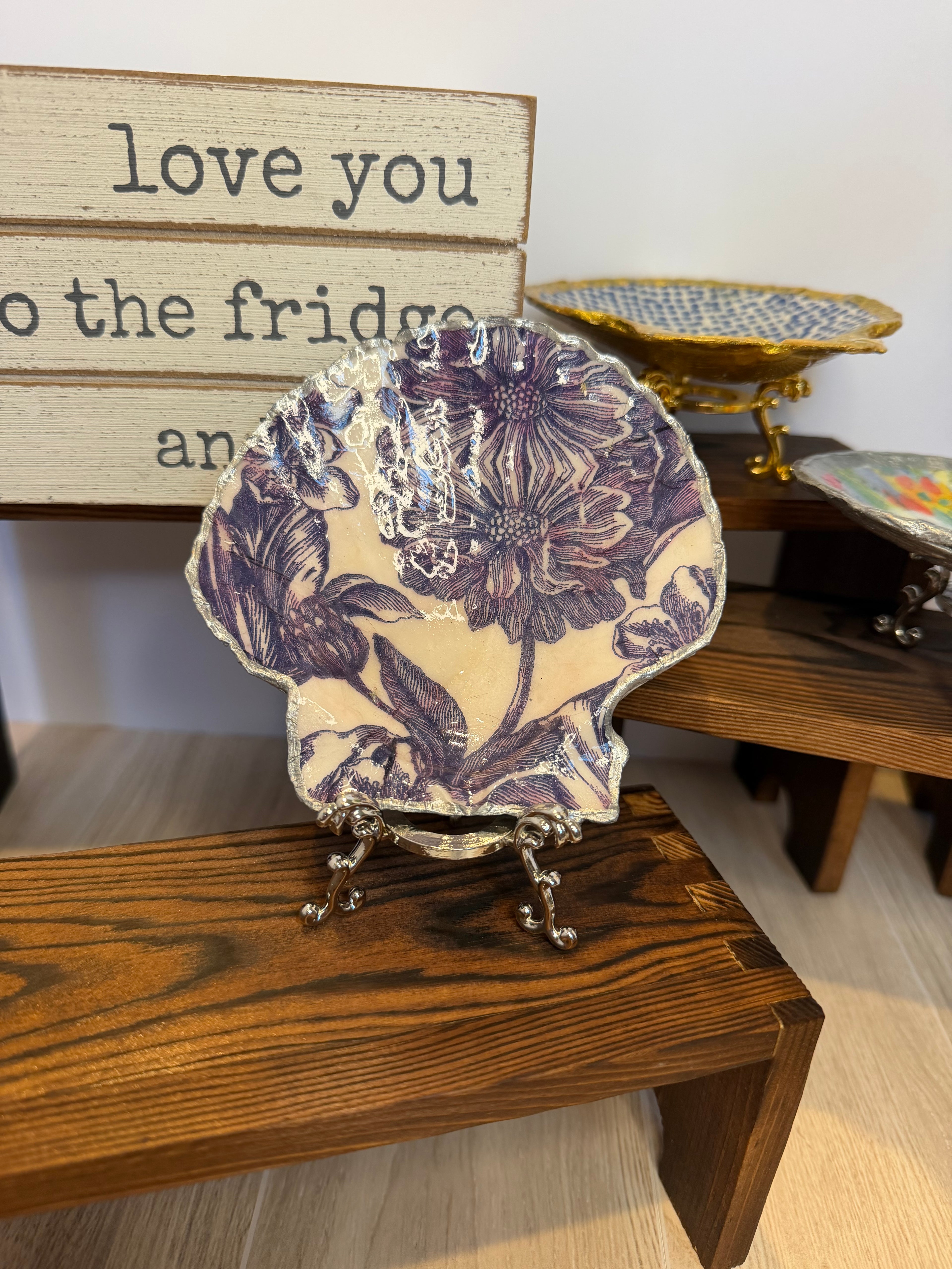 Gilded Shell Trinket Dish + Display Stand