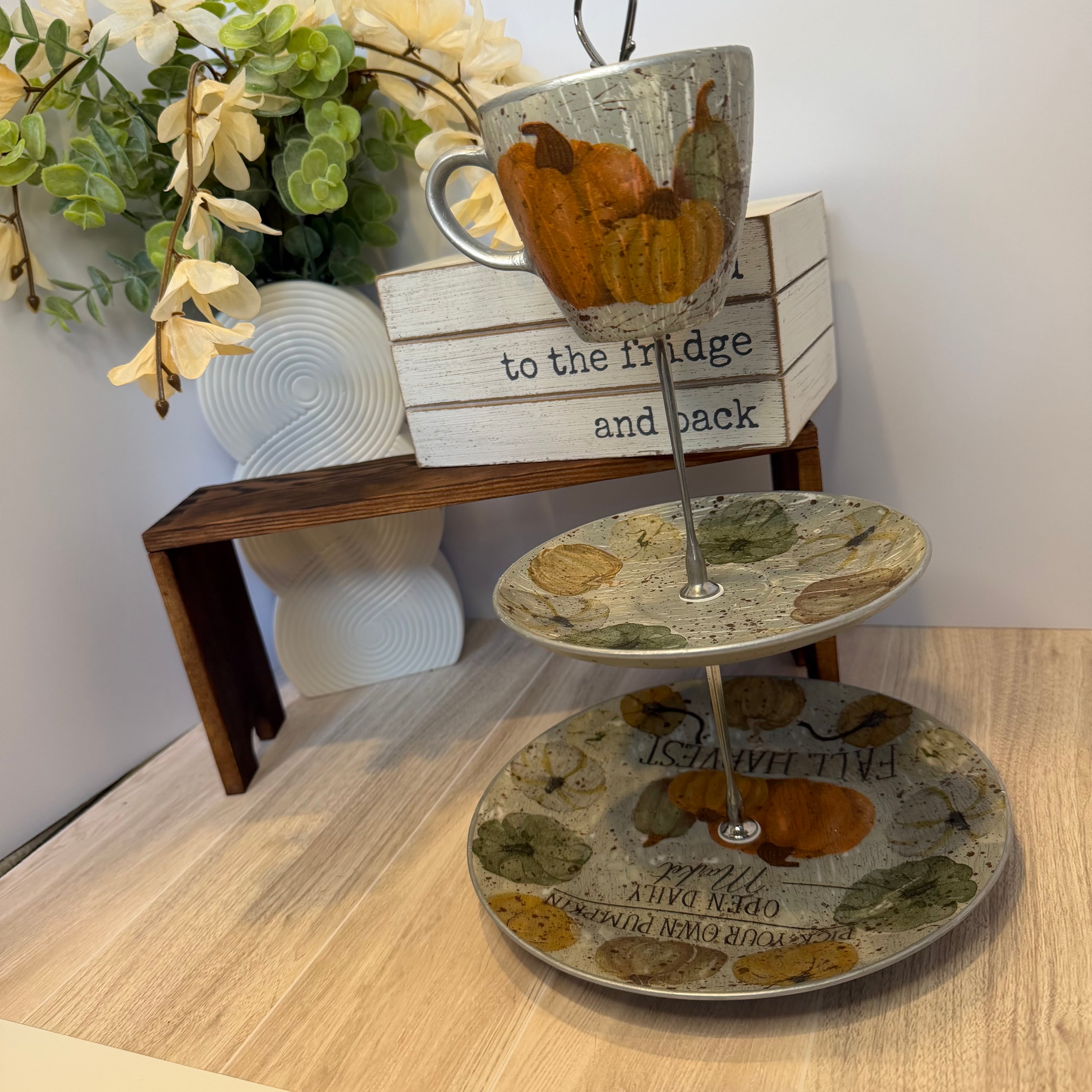 One-of-a-Kind Fall Pumpkin Tiered Display