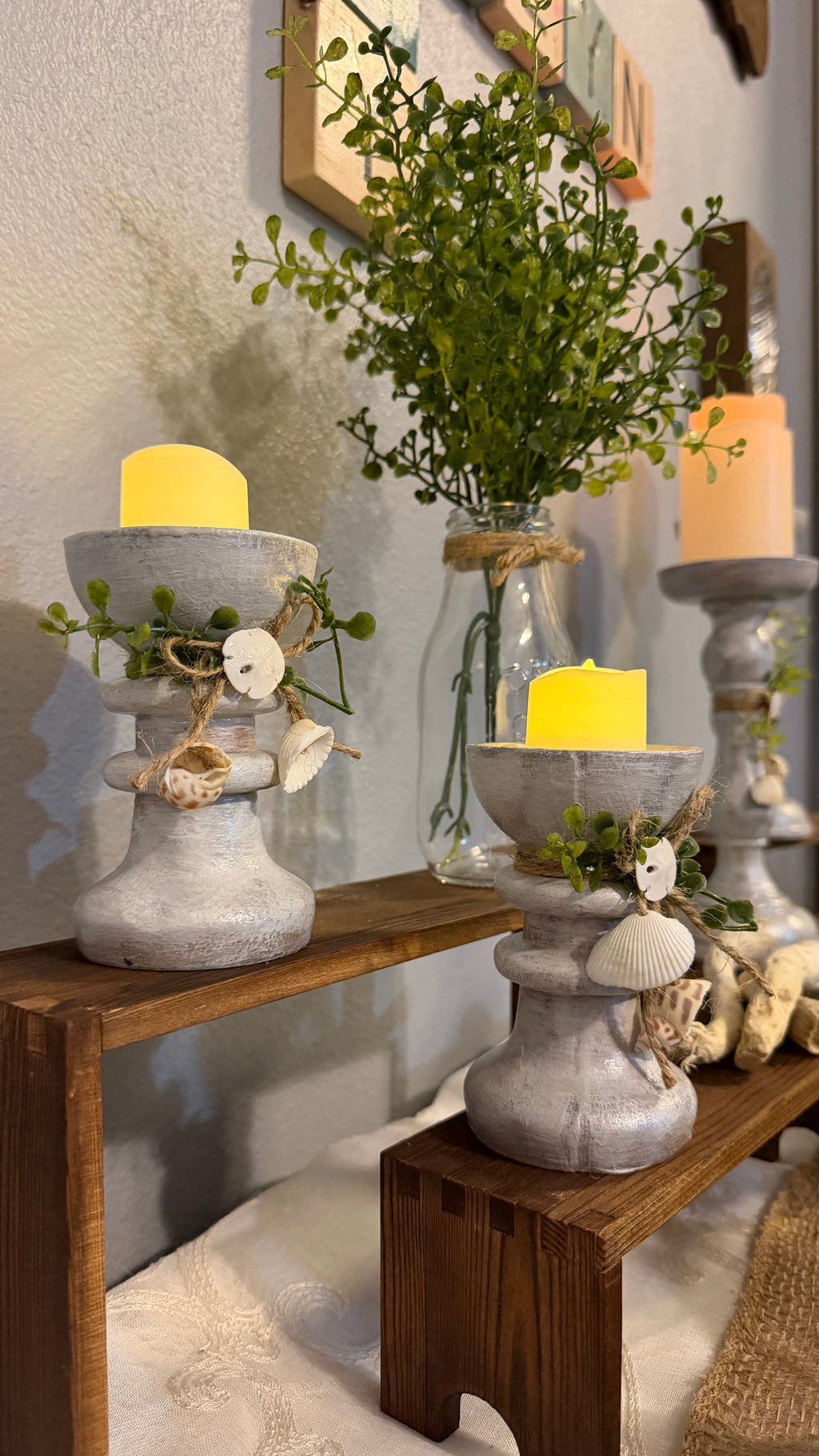 Coastal Sand Dollar Candle Holders – Handcrafted Set of 2