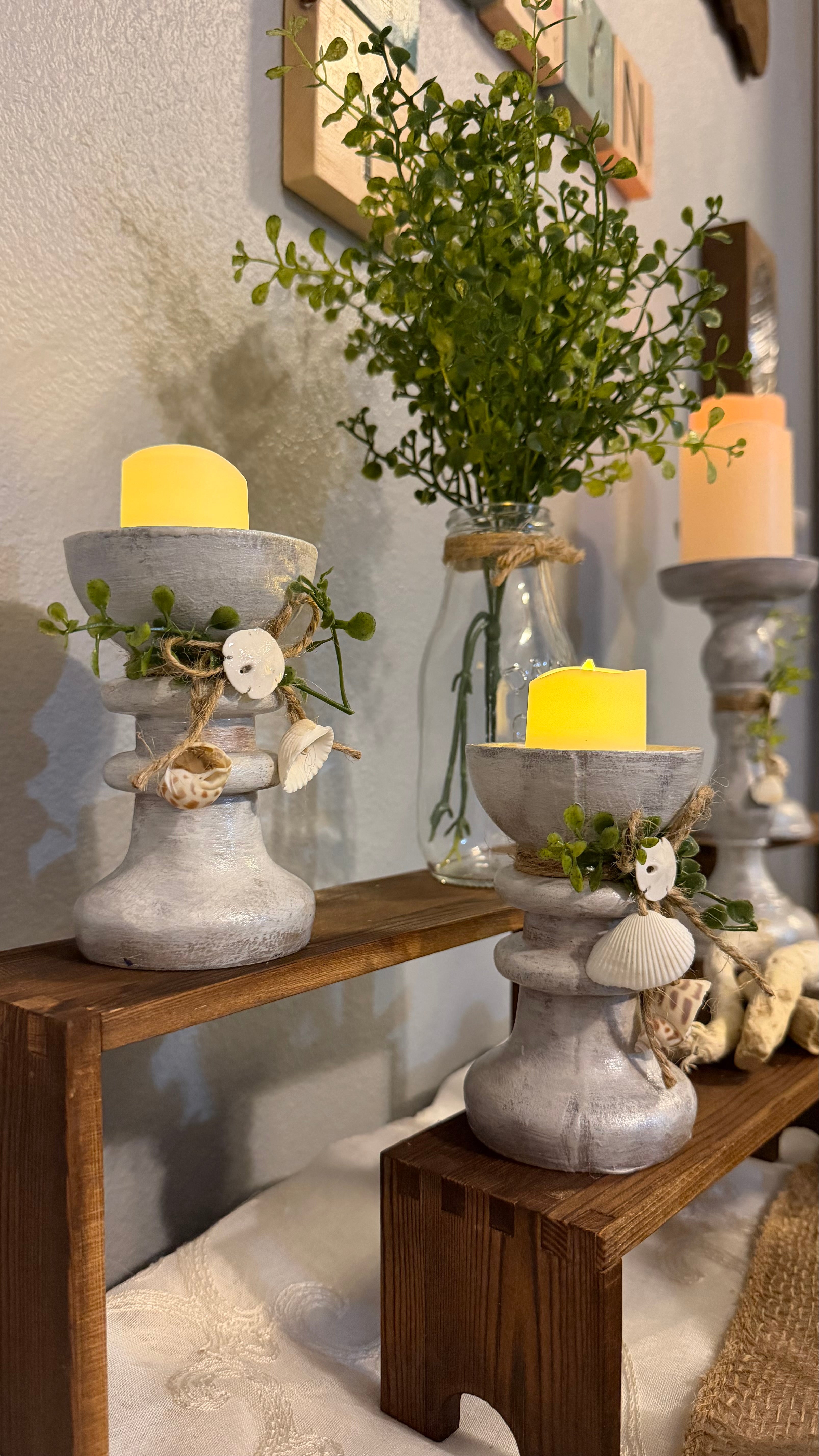 Coastal Sand Dollar Candle Holders – Handcrafted Set of 2