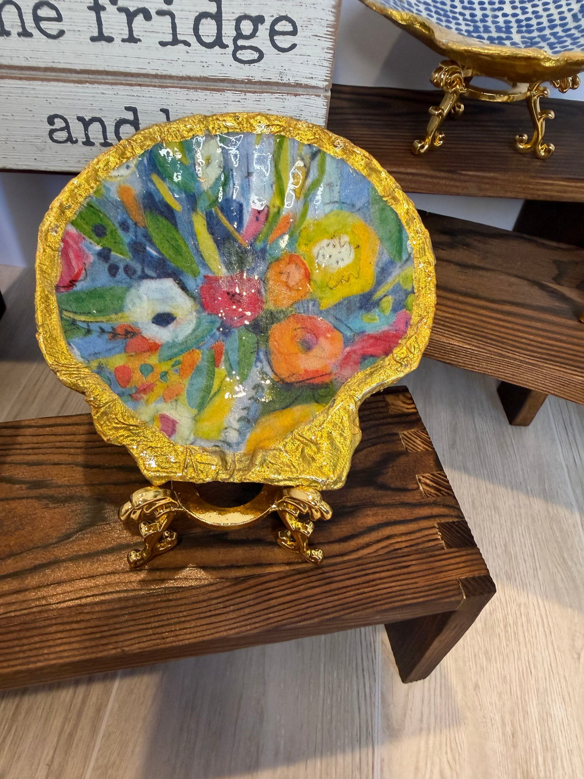 Gilded Shell Trinket Dish + Display Stand
