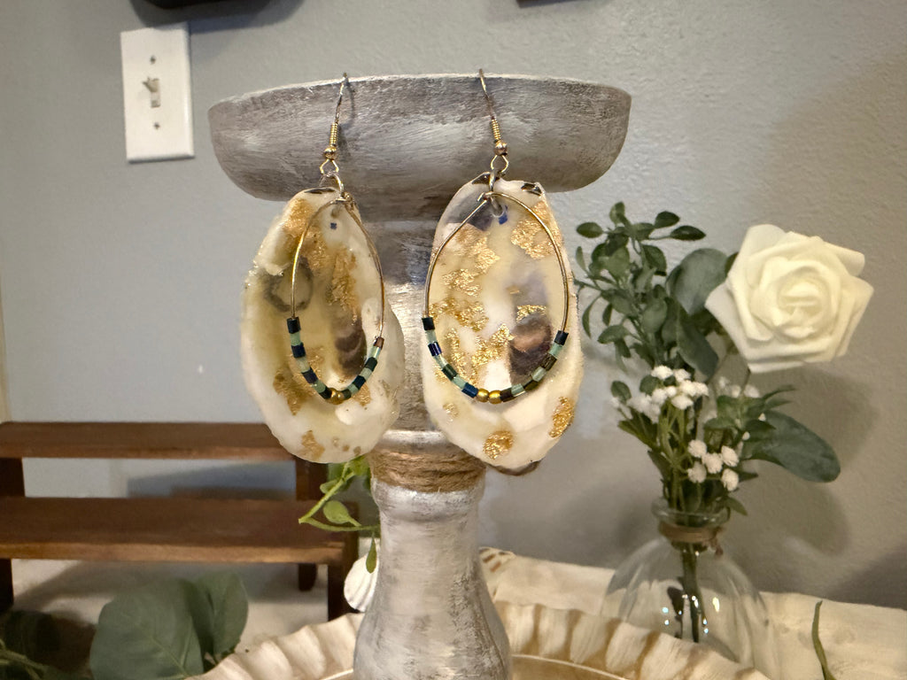 Gilded Tide Oyster Shell Earrings | Handcrafted Coastal Jewelry