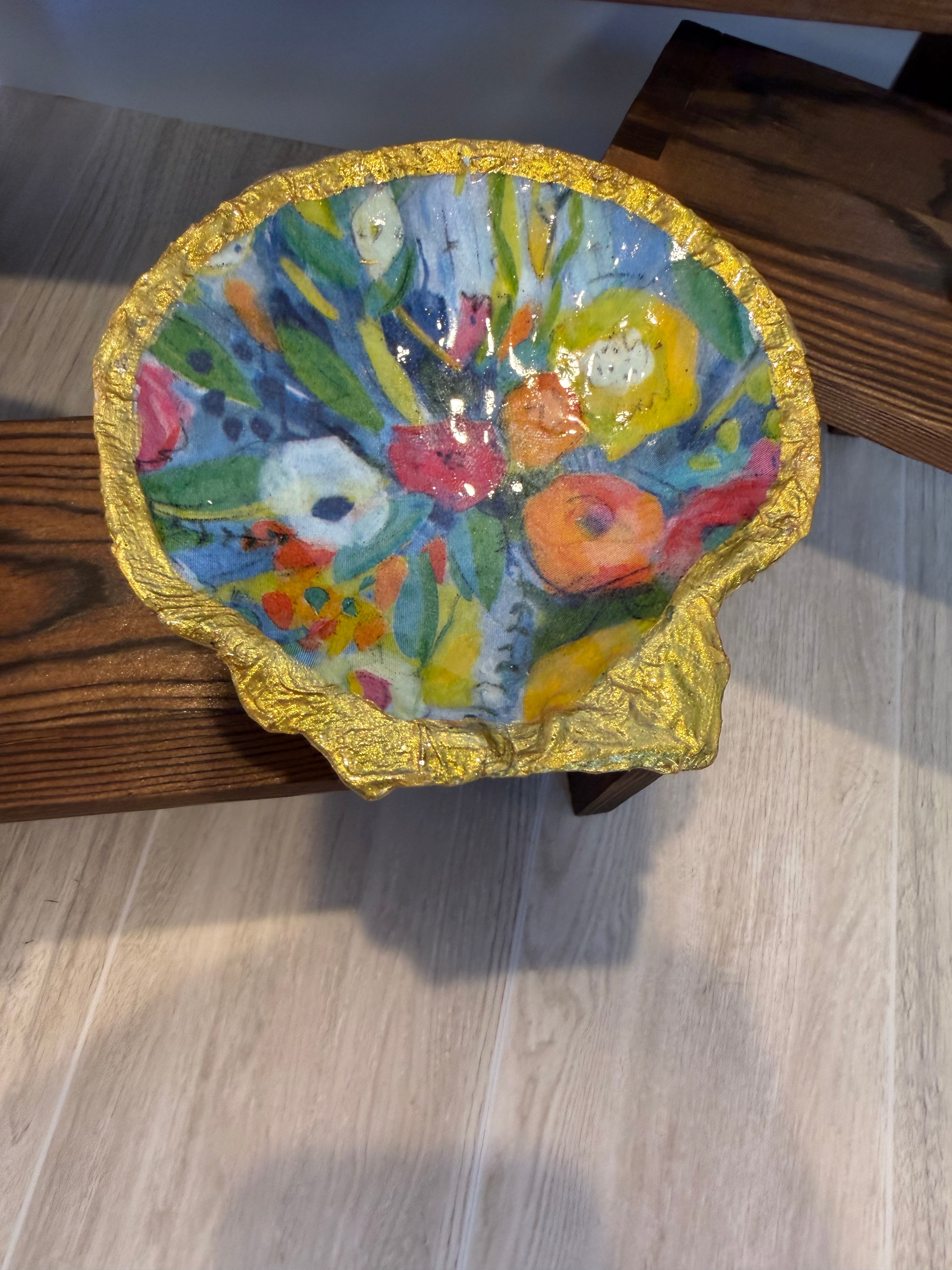 Gilded Shell Trinket Dish + Display Stand