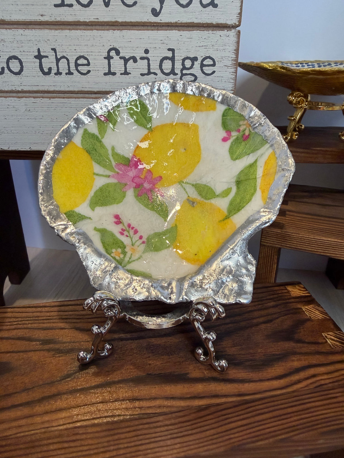 Gilded Shell Trinket Dish + Display Stand
