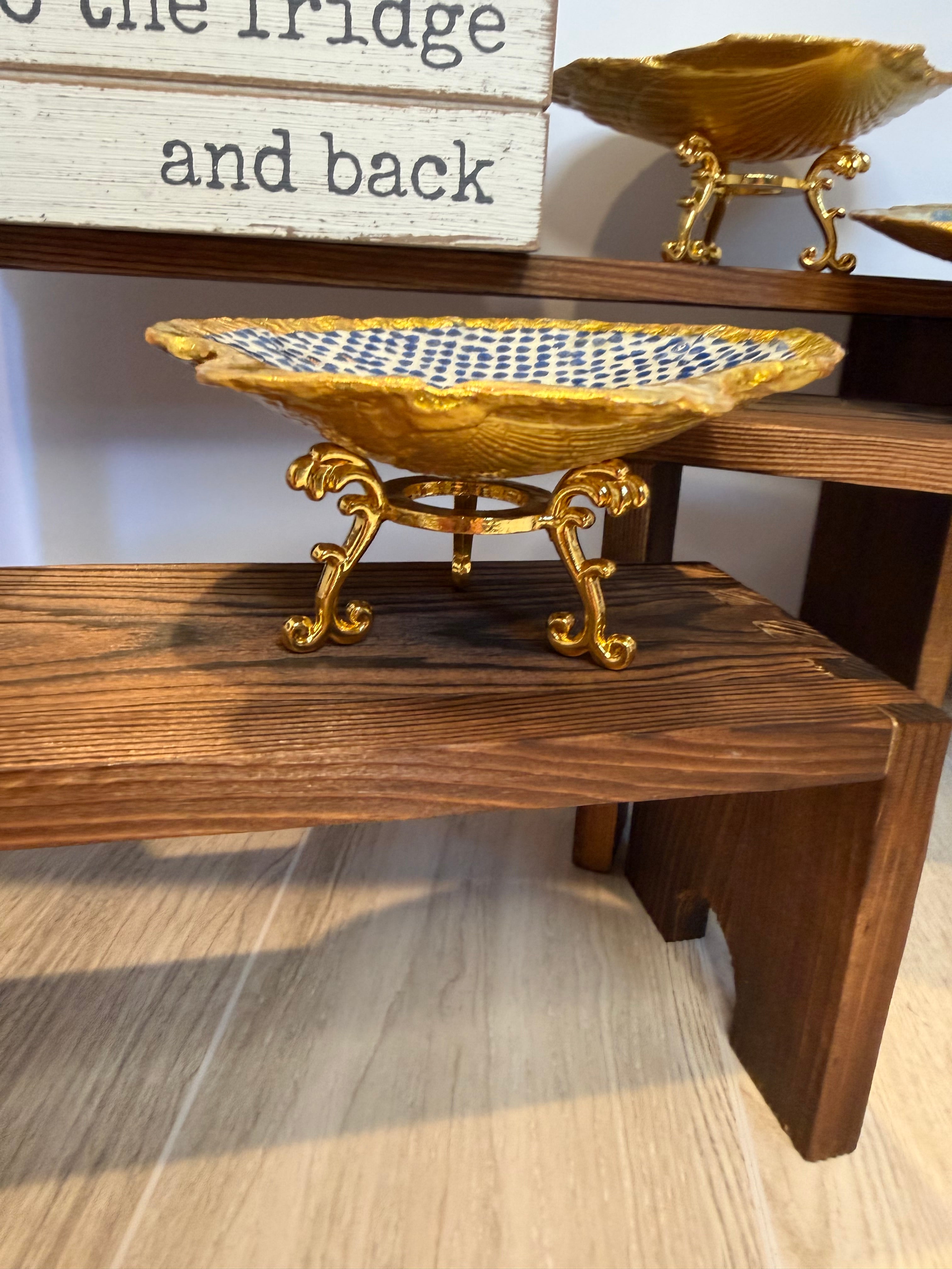 Gilded Shell Trinket Dish + Display Stand