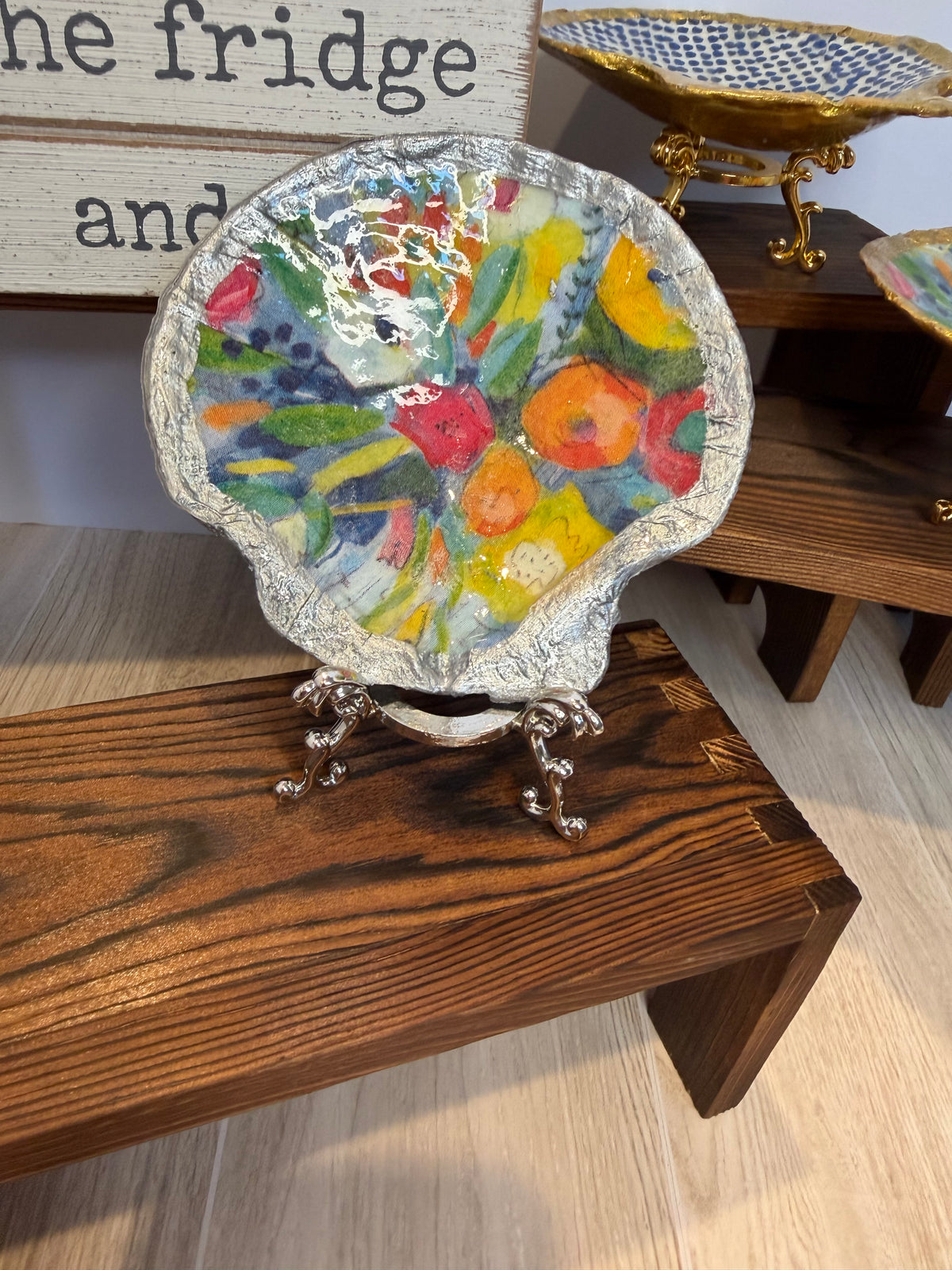 Gilded Shell Trinket Dish + Display Stand