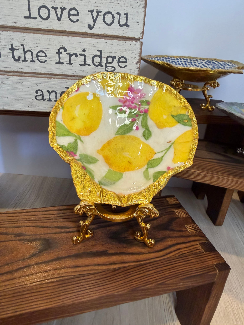 Gilded Shell Trinket Dish + Display Stand