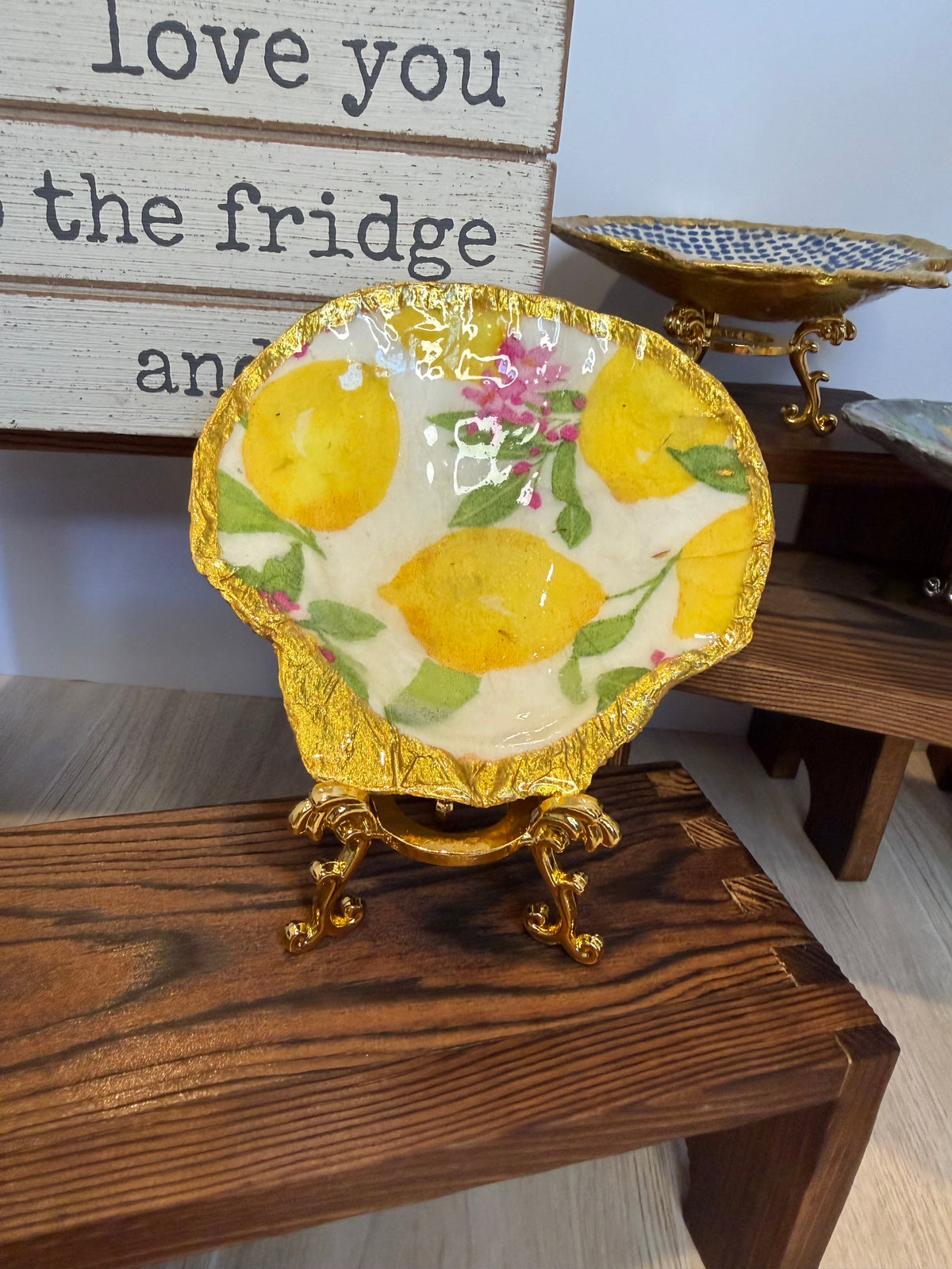 Gilded Shell Trinket Dish + Display Stand