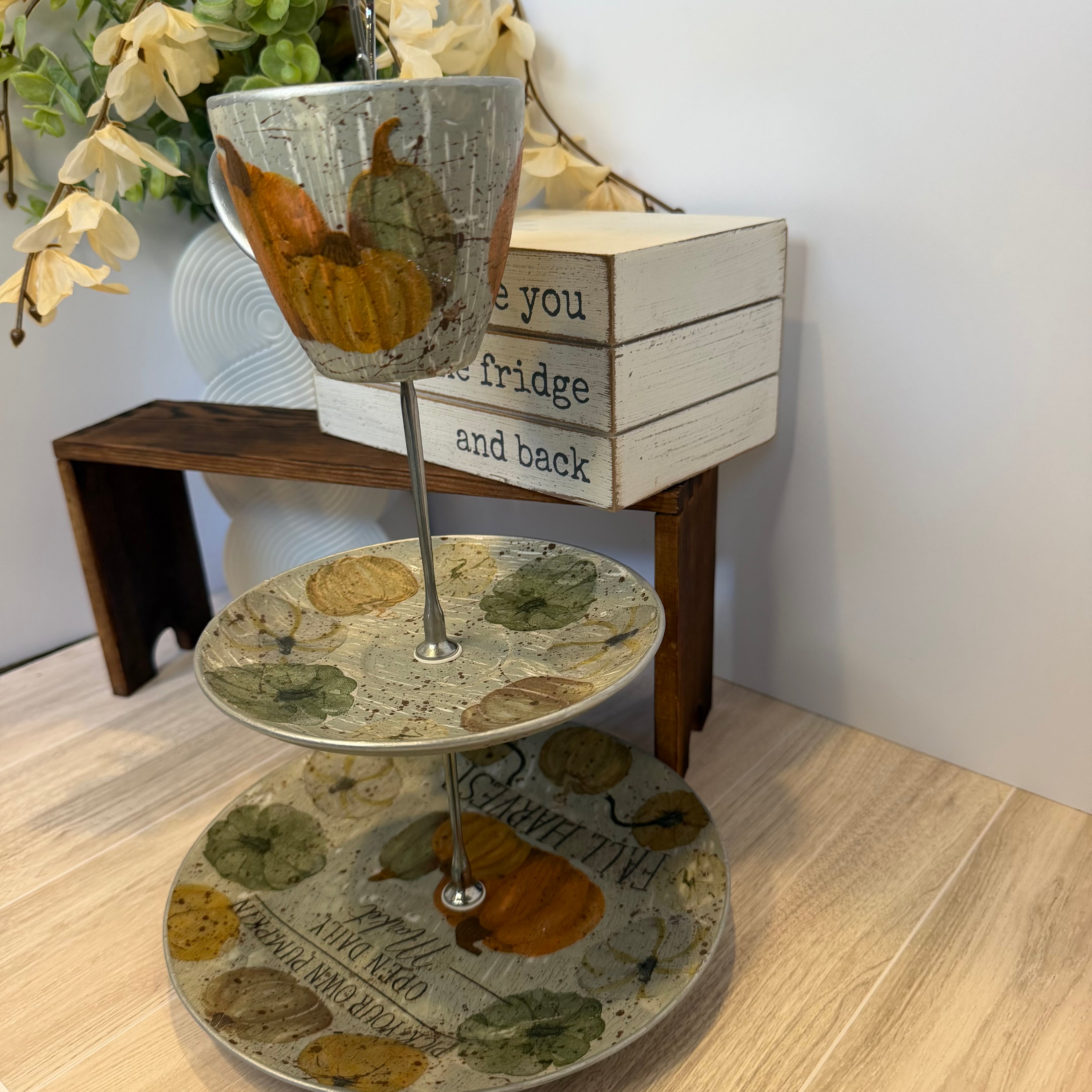 One-of-a-Kind Fall Pumpkin Tiered Display