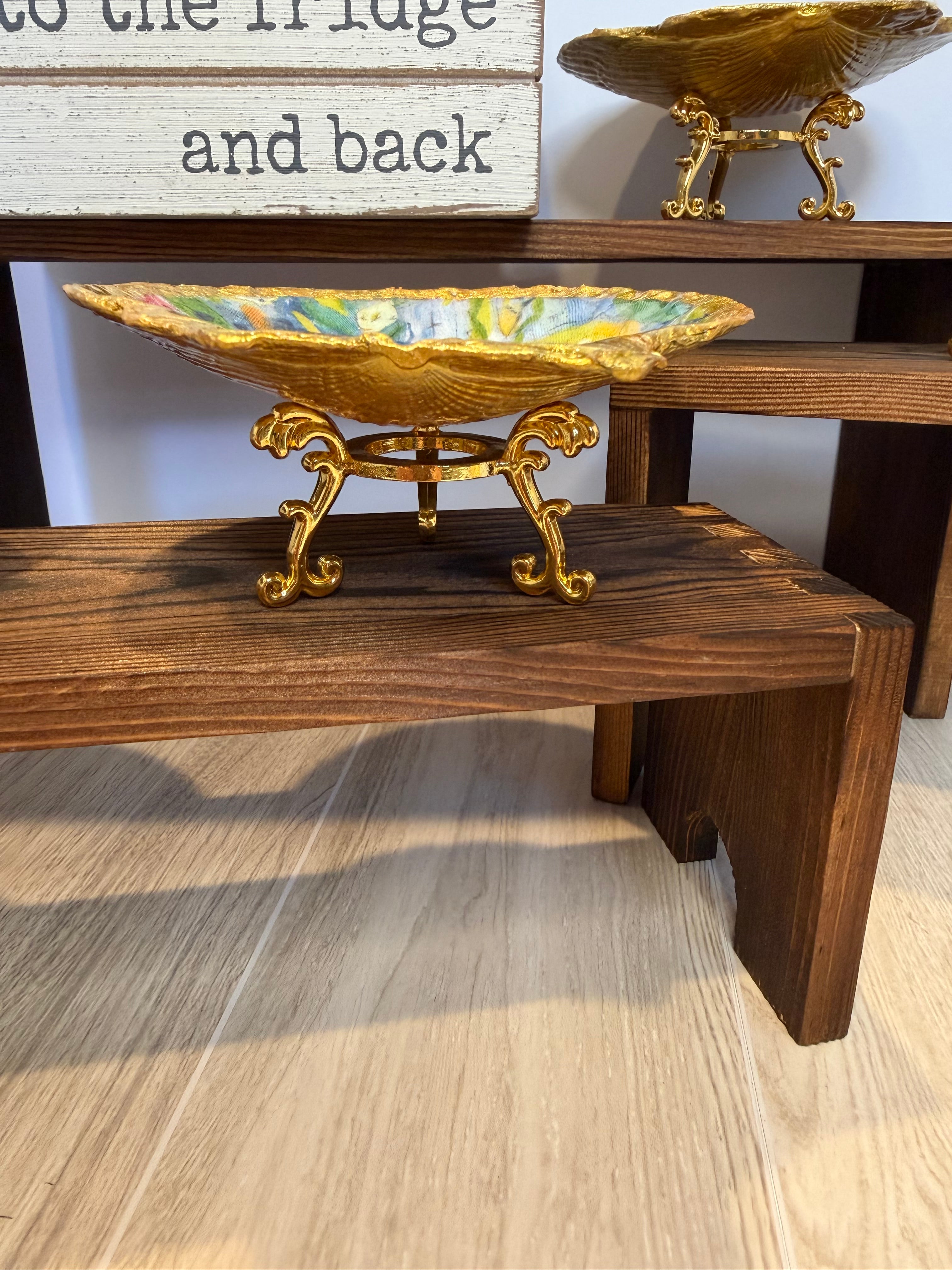 Gilded Shell Trinket Dish + Display Stand