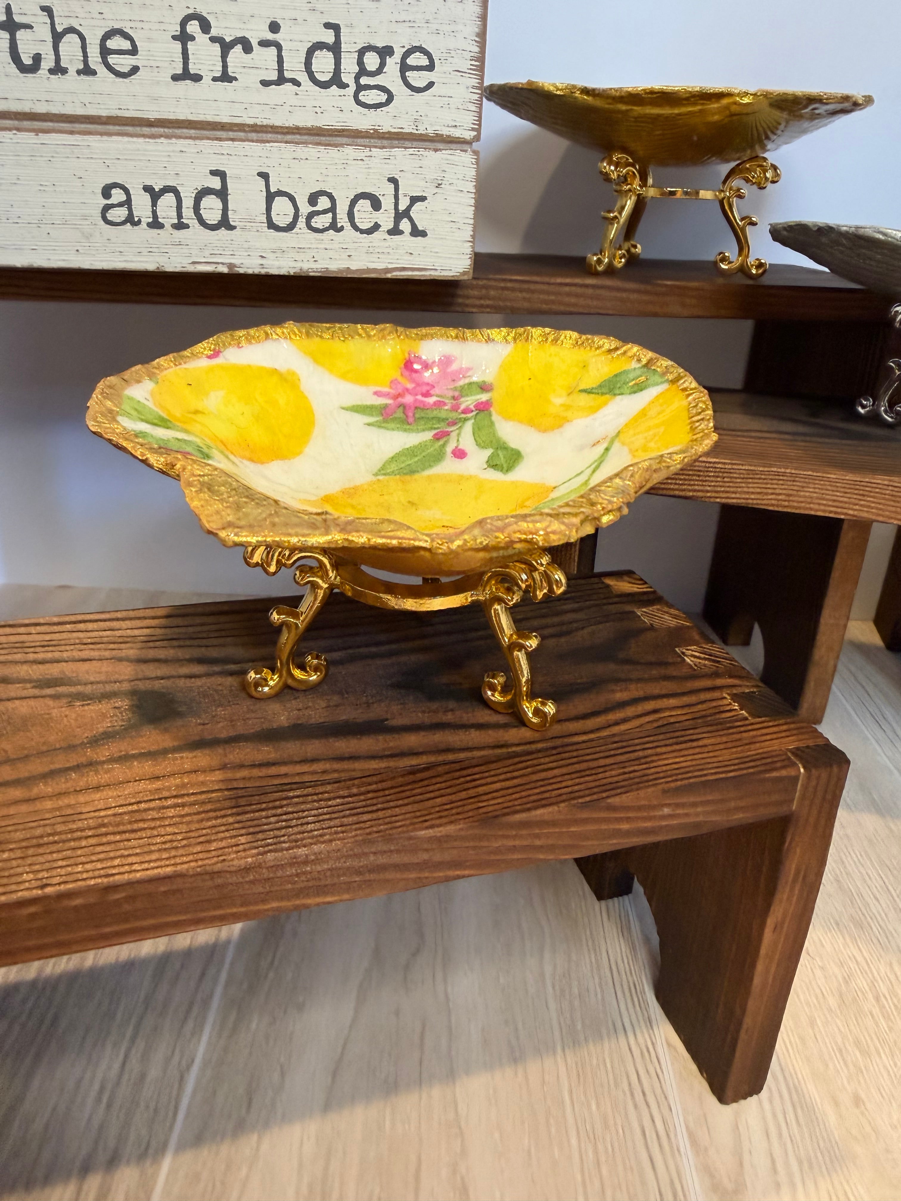 Gilded Shell Trinket Dish + Display Stand