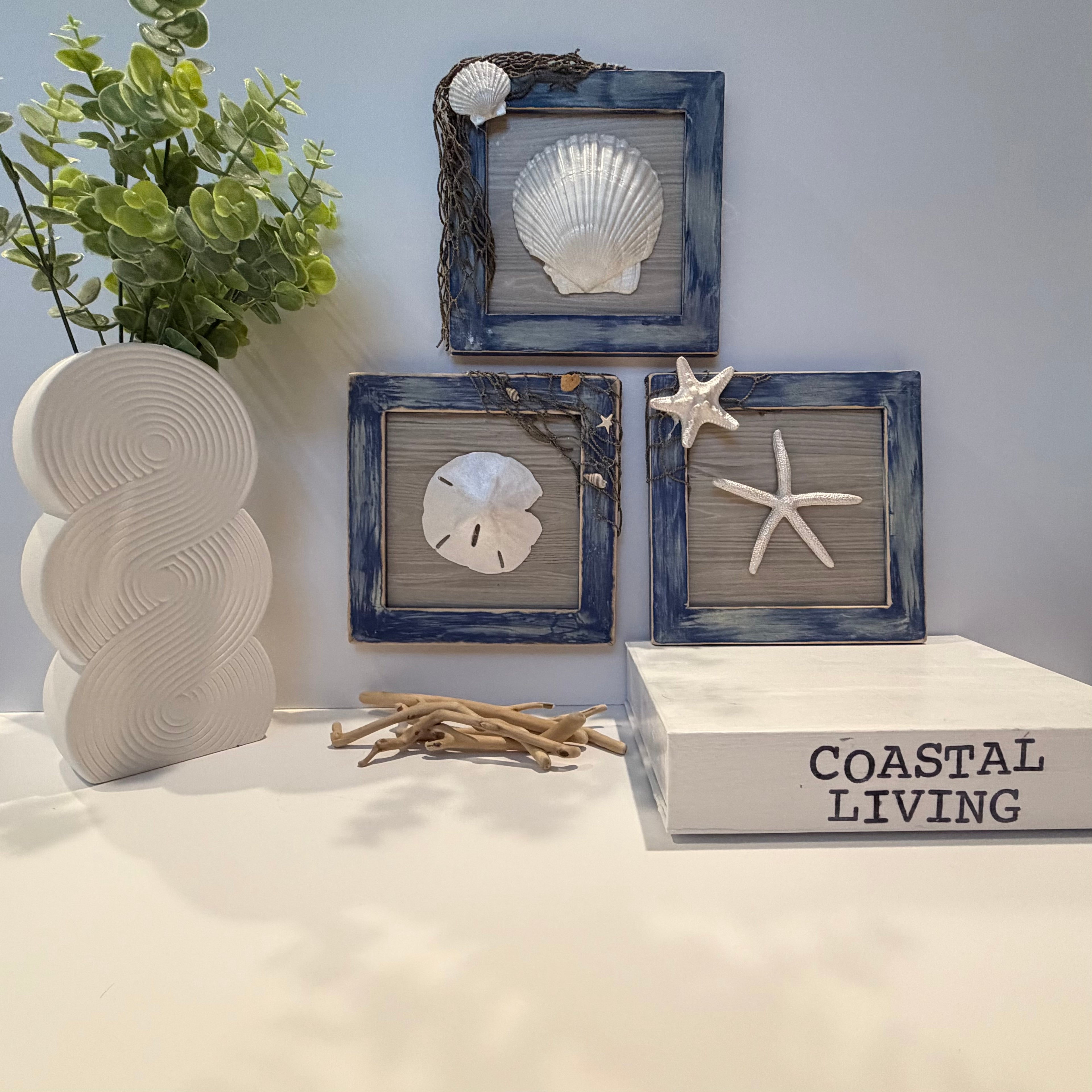 The Tidepool Collection – 3-Piece Handcrafted Coastal Wall Art Set