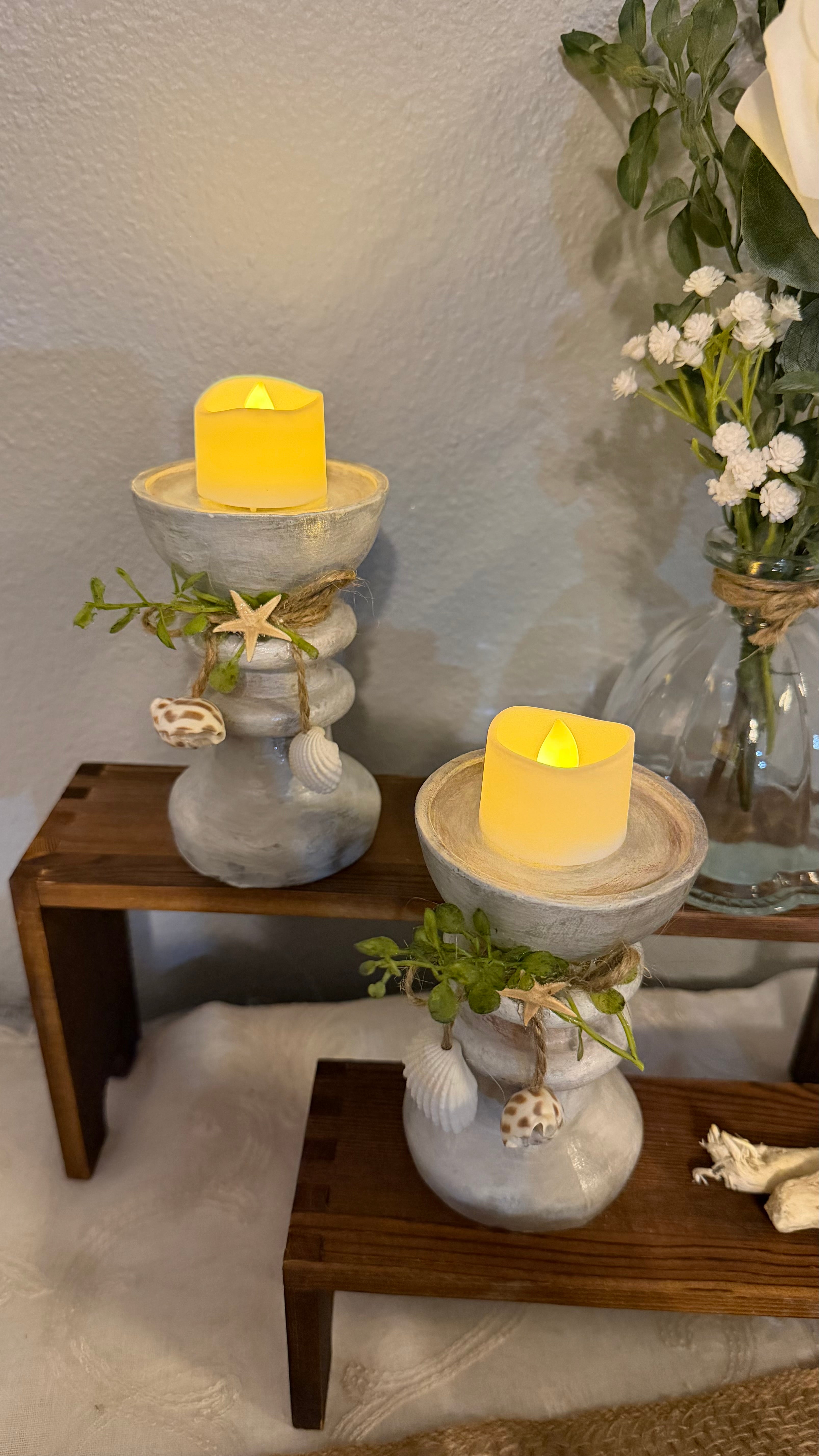 Handcrafted Coastal Starfish Candle Holders – Set of 2