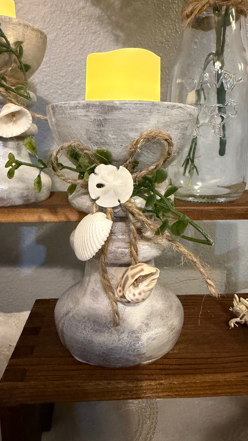 Coastal Sand Dollar Candle Holders – Handcrafted Set of 2