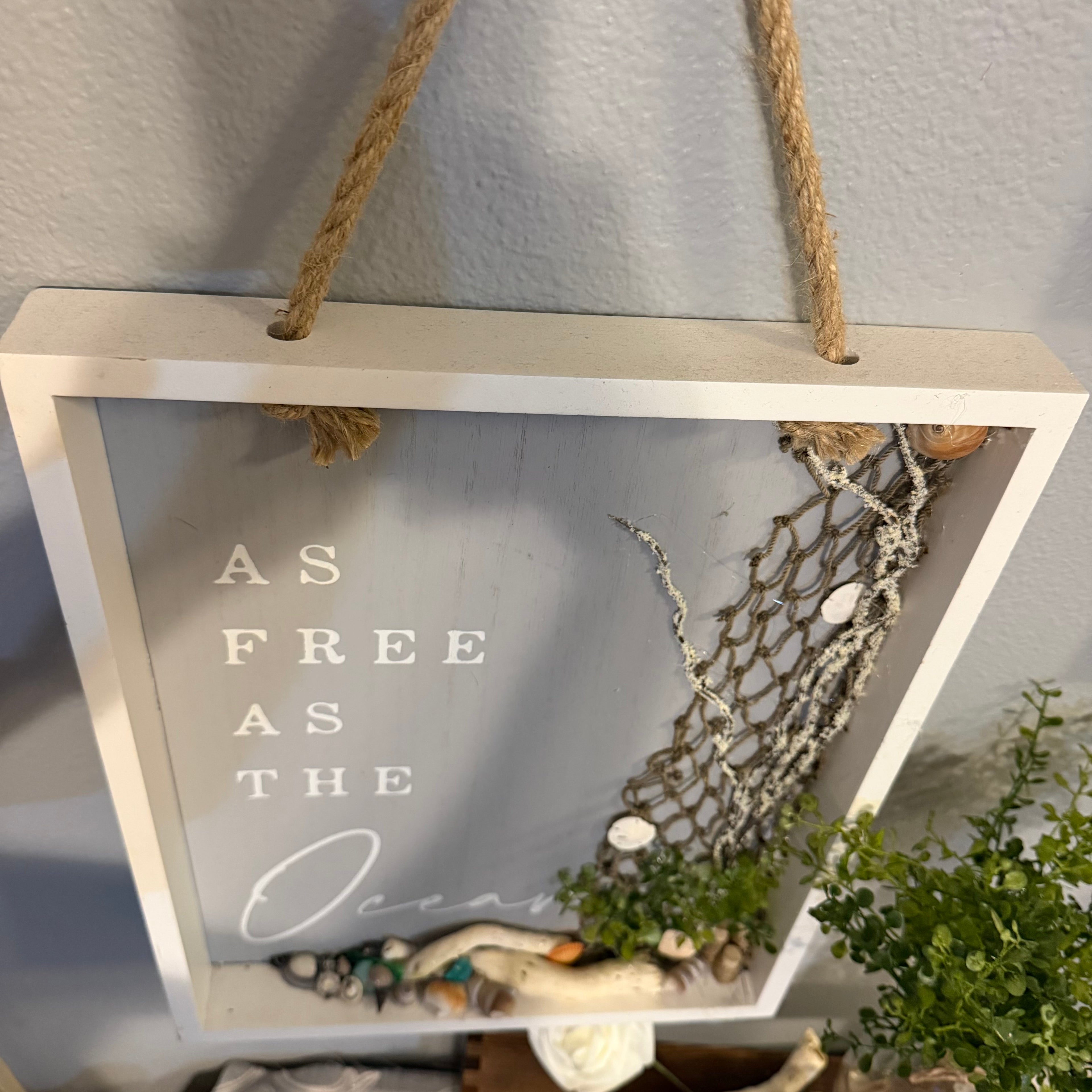 “As Free as the Ocean” One-of-a-Kind Coastal Shadow Box Wall Art