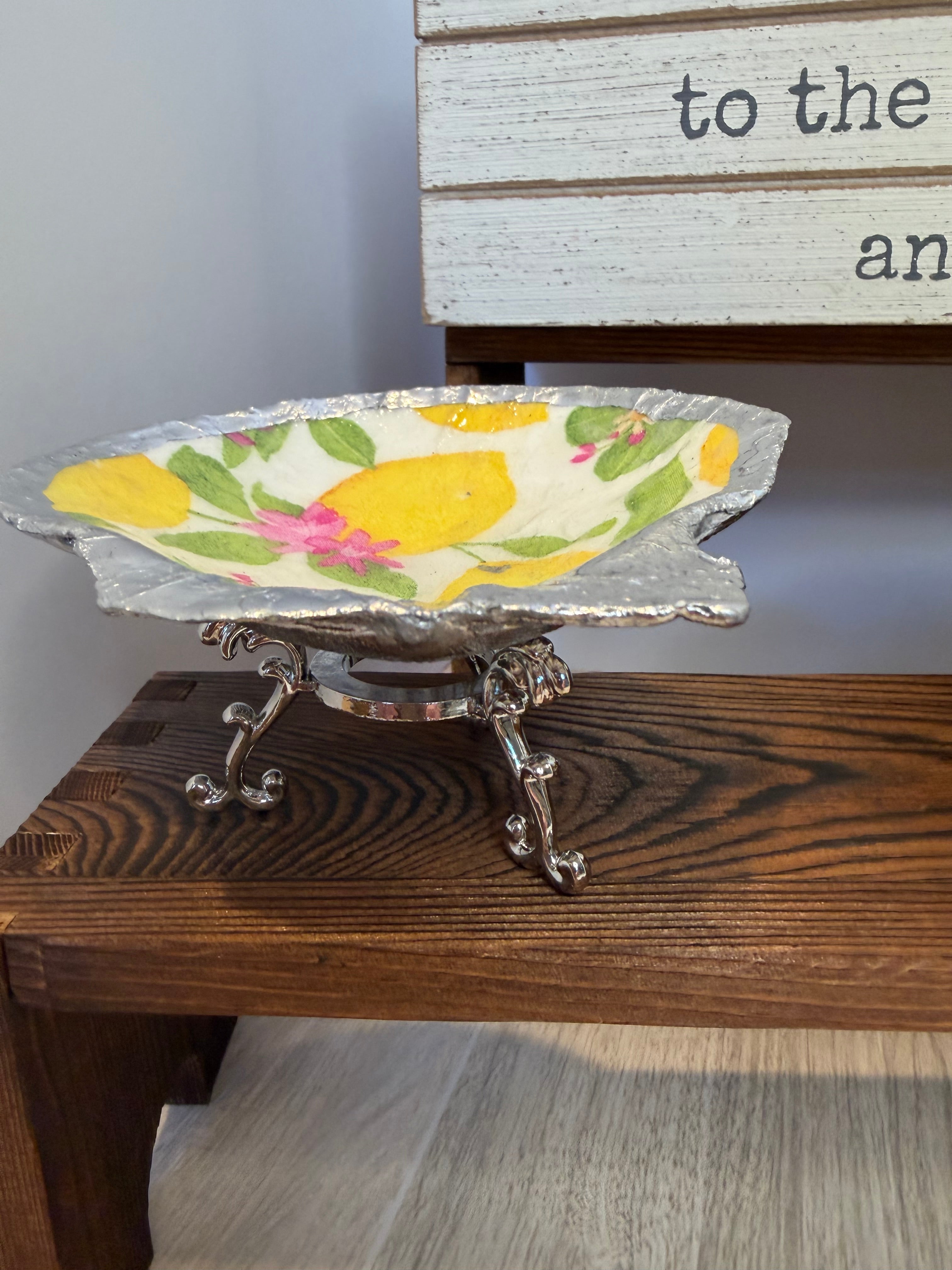 Gilded Shell Trinket Dish + Display Stand