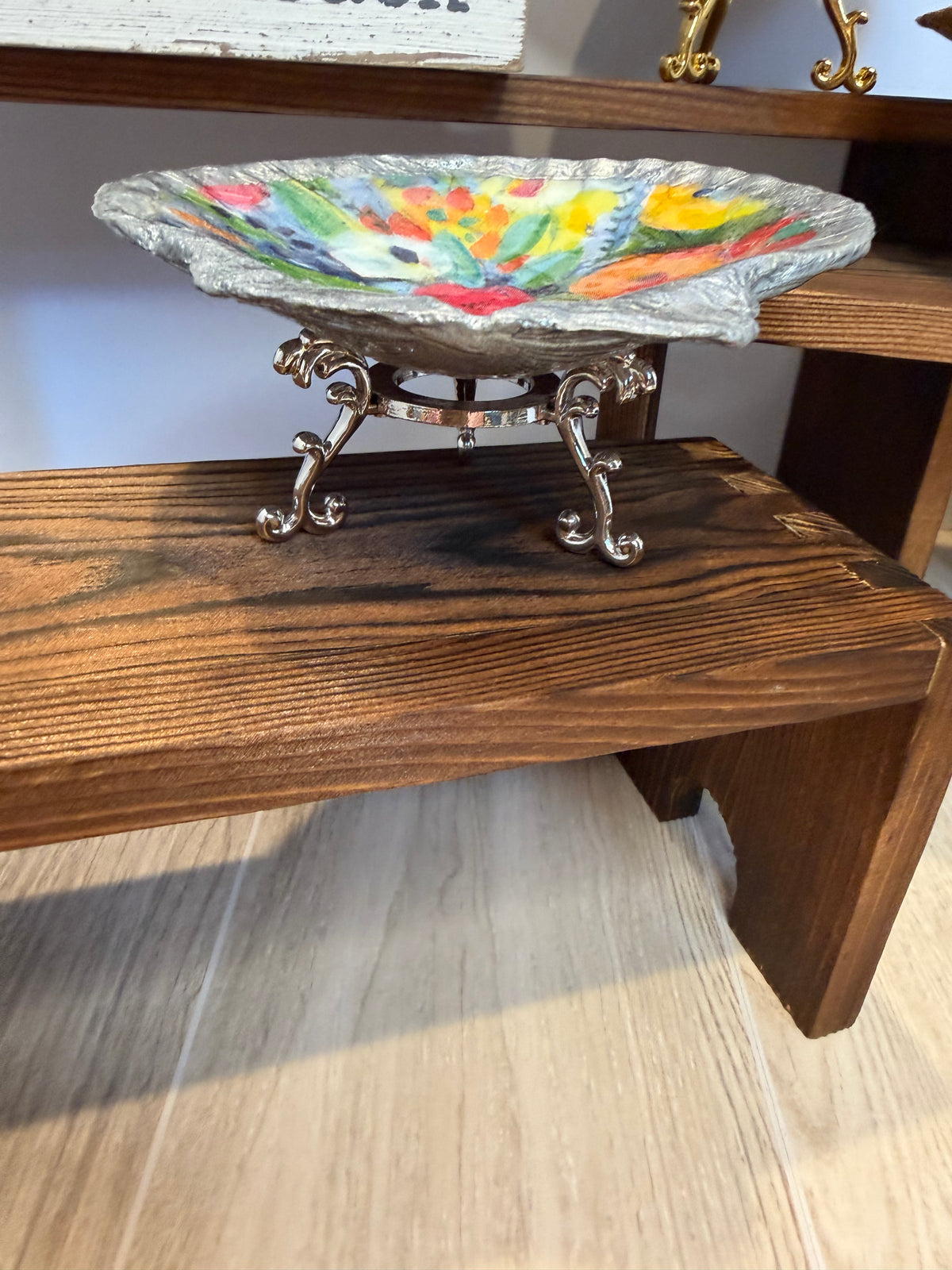 Gilded Shell Trinket Dish + Display Stand