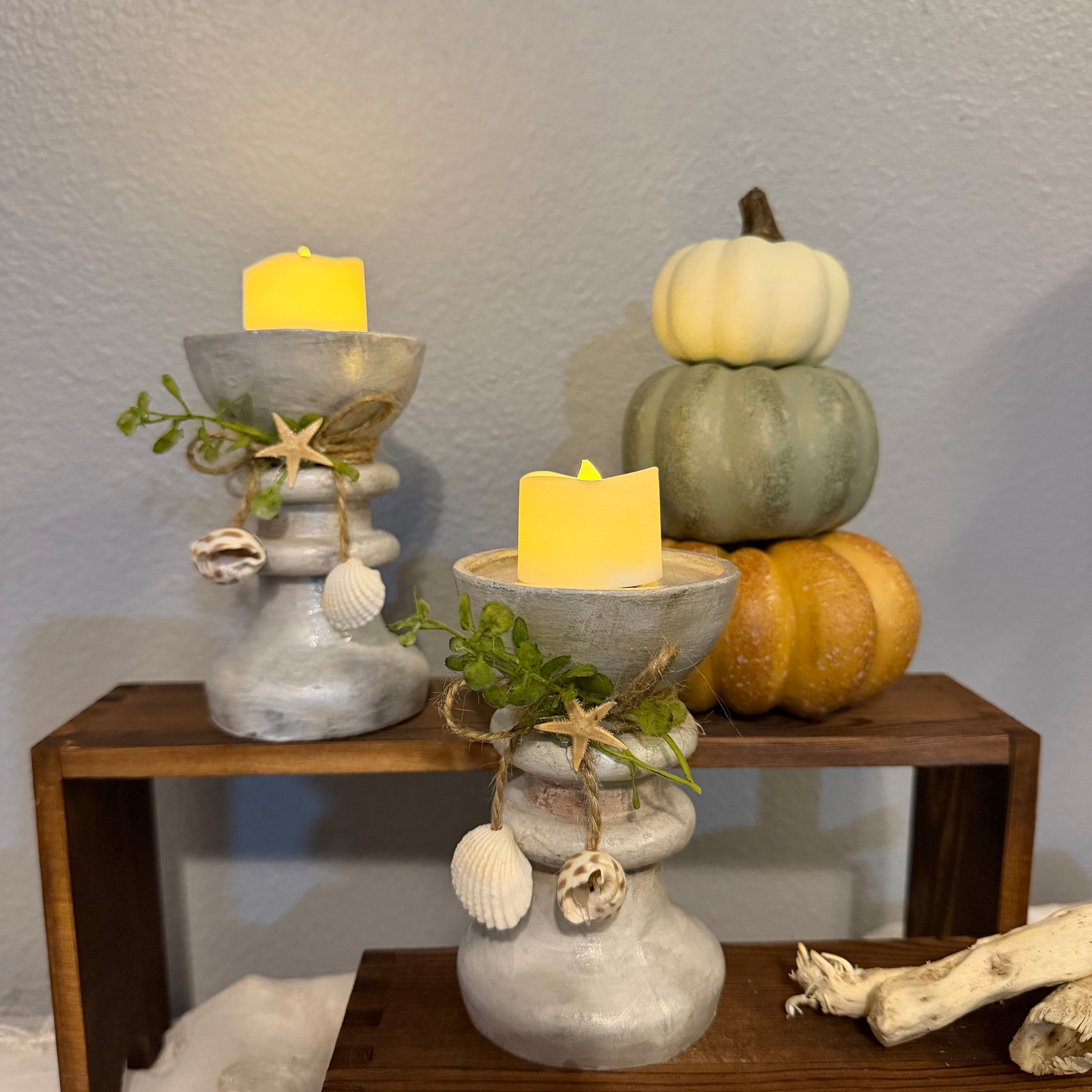 Handcrafted Coastal Starfish Candle Holders – Set of 2