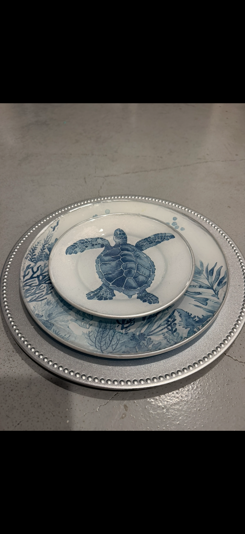 Blue Haven Turtle Coastal Place Setting – 5 Piece Handcrafted Table Setting