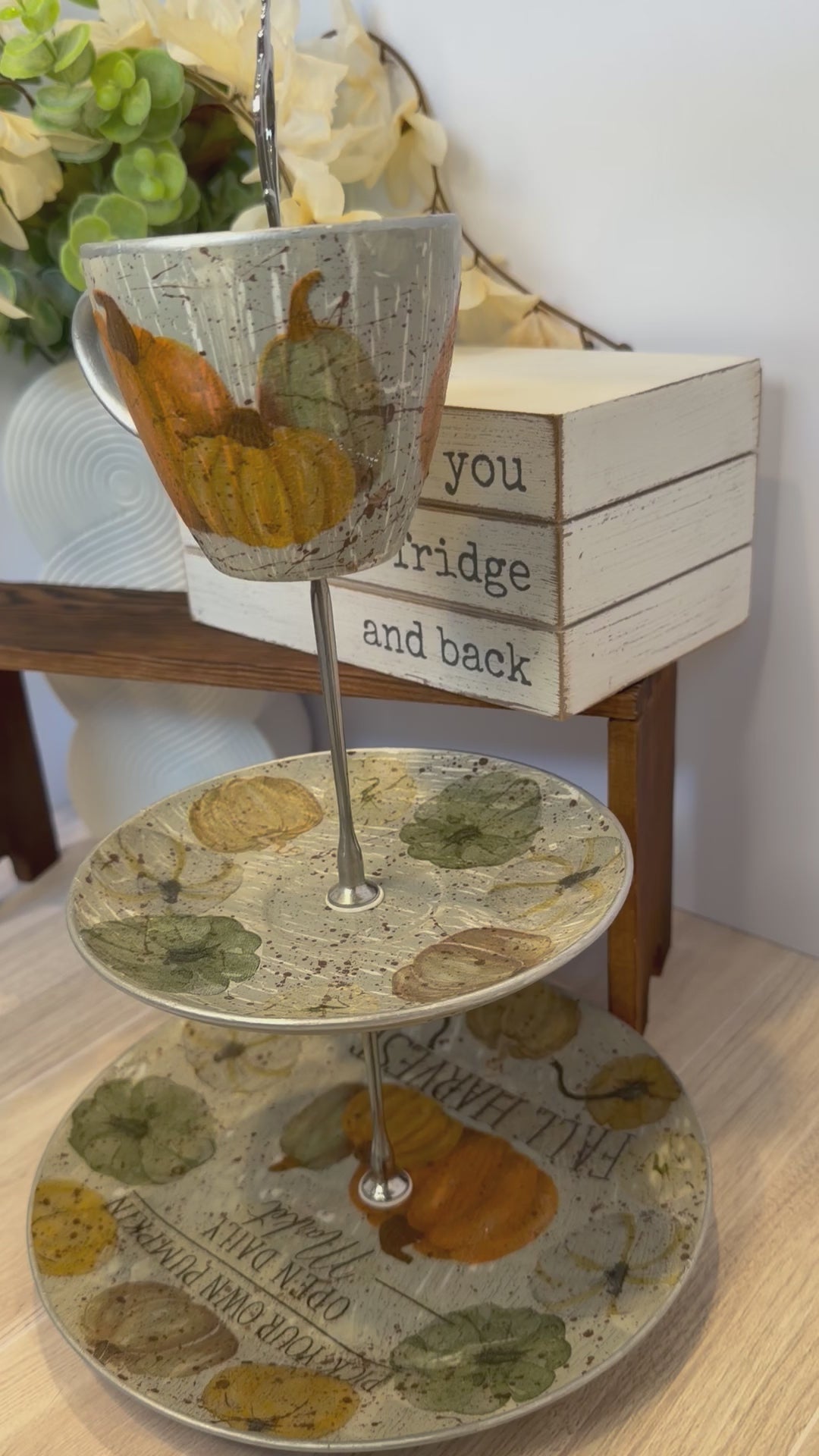 One-of-a-Kind Fall Pumpkin Tiered Display